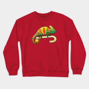 Shy chameleon wearing the perfect camouflage for Christmas Crewneck Sweatshirt